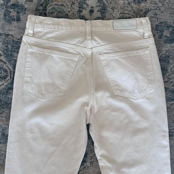 Re/Done Jeans Womens 29 Bootcut High Waist 70s Crop Boot Cream White Minimalist - Picture 5 of 13